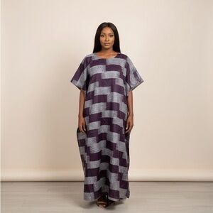 Purple and Gray African Dera Kaftan Dress